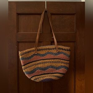 Handwoven Multicolor Straw Tote Bag